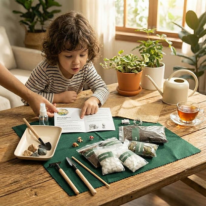 DIY Terrarium Kit with 13 Items Soil Pebbles Sphagnum Moss Activated Carbon Burlap Peat Moss Terrarium Tools Indoor Garden Make Your Own Terrarium