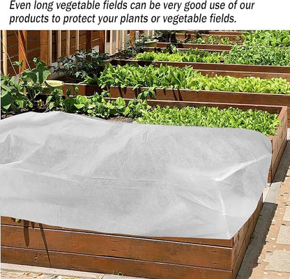 Rectangular Plant Cover Frost Big Size for 8×2×1FT Non Woven Fabric Garden Bed Cover with Zip Drawstring for Winter Cover Protection, Raised Beds Protect Plant Vegetable from Winter Frost