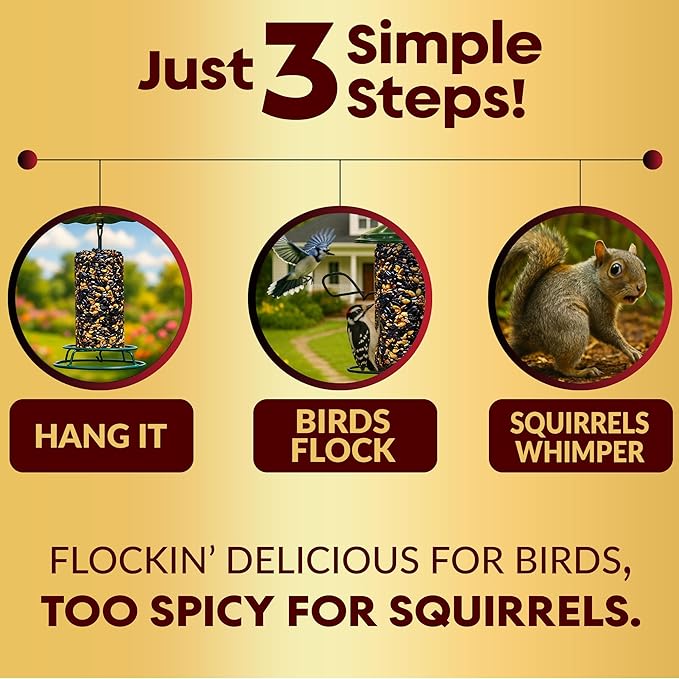 Hot Pepper Bird Seed Cylinders with Hole – Spicy Birdseed to Reduce Squirrels – Bird Seeds for Outside Wild Birds – No Mess Birdseed – Hot Birdseed with No Filler – All Natural, USA Made (4" x 7.75")