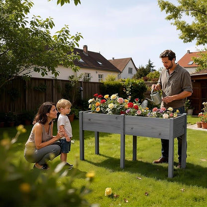 DoCred Raised Garden Bed, 70.9" x 22.8" x 31.5" Large Elevated Wooden Horticulture Planter Box with Wood Legs Standing Growing Bed Planter for Gardening, Balcony, Backyard, Patio