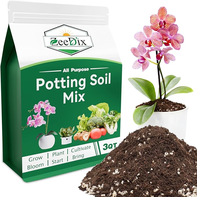 Zeedix Potting Soil Mix for Indoor Houseplant, Include Perlite, Compost, Peat Moss, Coco Coir and Vermiculite, Well Draining Potting Mix, Promote Healthy Root Development and Faster Plant Growth, 3qt