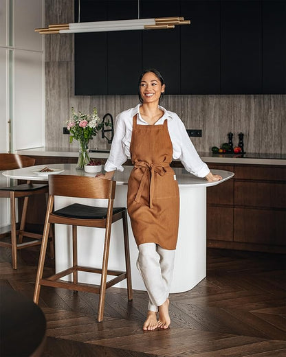 MagicLinen 100% Linen Apron - Cooking, Gardening, Grilling, Painting Apron with Pockets - Perfect for Women and Men