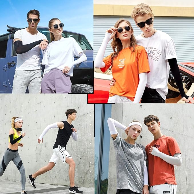beister 3/6 Pairs UV Cooling Arm Sleeves Sun Protection Unisex for Sports, Cycling, Golf, Running