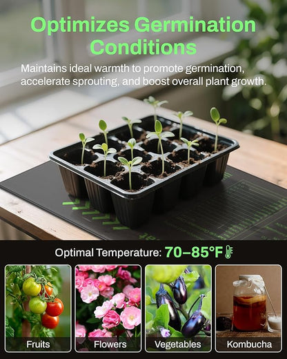 BN-LINK Durable Seedling Heat Mat for Seed Starting 10" x 20.75", 2 Pack Waterproof Warming Mats Plant Heating Pad for Seed Germination, Indoor Growing, Hydroponic, Greenhouse, ETL Listed