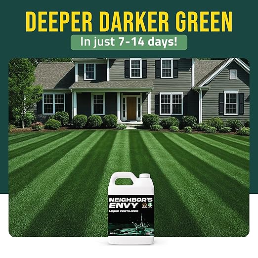 PetraMax Neighbor’s Envy Grass Fertilizer for Lawn & Garden, 64 Ounce Covers up to 8,000 sq.ft. 7-in-1 Liquid Lawn Fertilizer Concentrate for Deep Green Turf - Includes Nitrogen/Iron/Humic/Sea Kelp