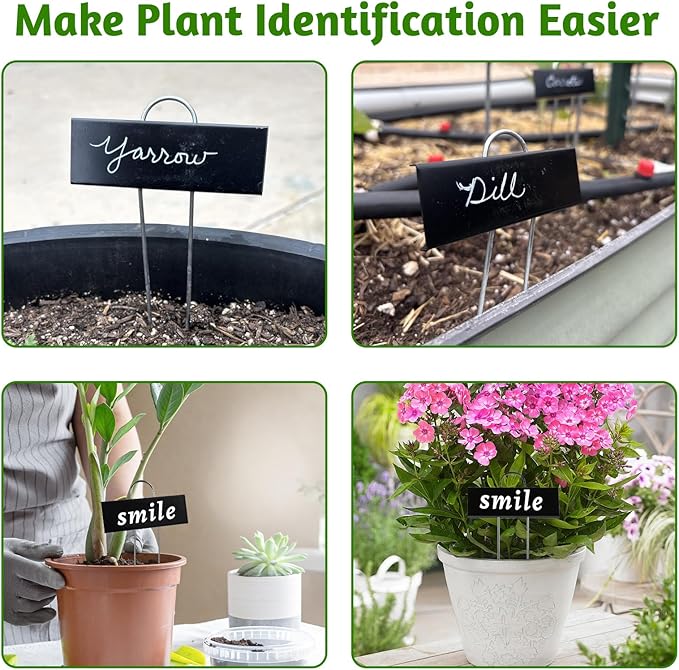 20 PCS Metal Plant Labels for Outdoor Garden Weatherproof, Reusable Metal Plant Markers, for Plants Herb Seedlings Flowers (Black)