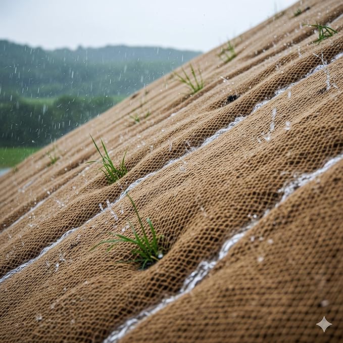 Jutemill, Jute Burlap Netting mesh 48 Inch X 15 Feet 60 sq ft Gardening Burlap Erosion Control Liners, Loose Weave Jute-Burlap for Raised Bed, Seed Cover, Slope Soil Saver and Garden Blanket, 48W X15L