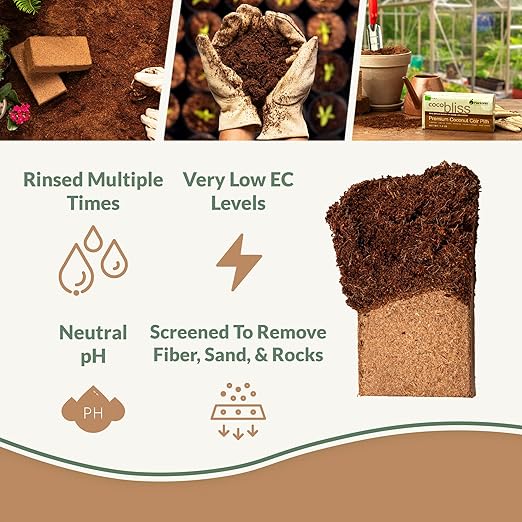 Coco Coir Brick (650gms) + Worm Bliss (1 Qt) + Myco Bliss Granular (1lb) - Organic Coco Coir for Plants - Worm Castings for Plants - Mycorrhizal Fungi Inoculant - 100% Natural Fertilizer & Potting Mix