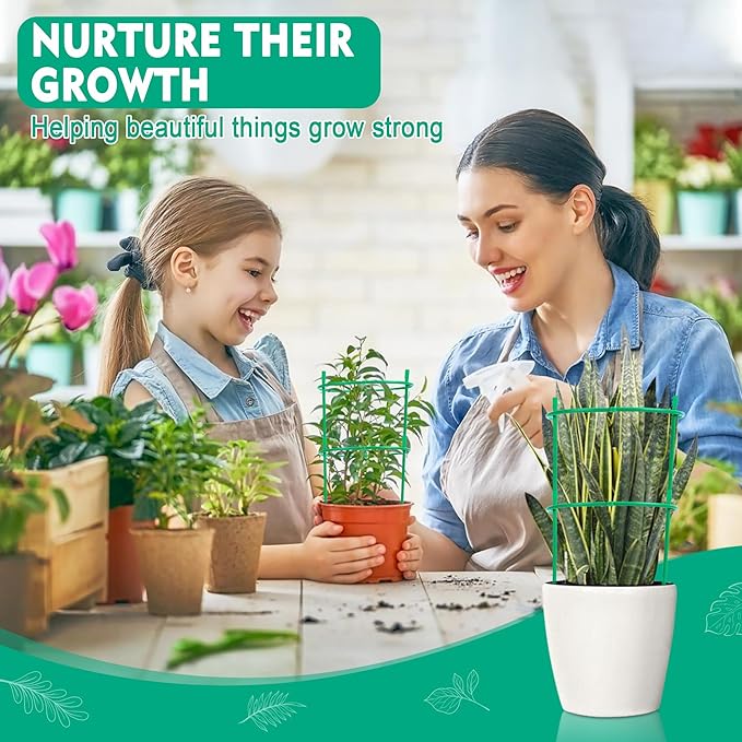 36 Pack Plant Support Stakes for Indoor Plants Stackable Plant Sticks Support with Adjustable Cages Green Trellis for Potted Plants (XSX-ZWZJ-1, Plant Support Stakes, 36, ZWZJ-1)