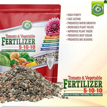 5-10-10 Tomato & Vegetable Fertilizer - Made in USA - NPK + Micronutrients Plant Food for Flower Gardens