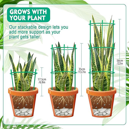 42 Pack Plant Support Stakes for Indoor Plants Stackable Plant Sticks Support with Adjustable Cages Green Trellis for Potted Plants (XSX-ZWZJ-1, Plant Support Stakes, 42, ZWZJ-1)