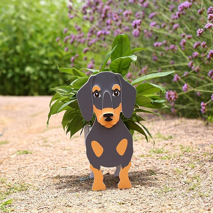 Dachshund Gifts: Cute Dog Planter, Indoor/Outdoor Plant Pot for Garden Decoration
