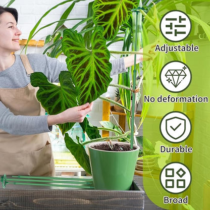 Extendable Plant Stakes,Adjustable Length from 17.9IN to 42.3IN Monstera Support Stakes with Clips,Sturdy Plant Stakes for Indoor Outdoor,Garden Sticks for Tomato,Orchid,Climbing Plants- 5Pack