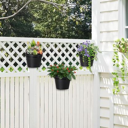 3 Pack Wall Hanging Planters Indoor Outdoor 6.3 Inch Self-Watering Flower Pots with Leak-Proof Drainage Iron Brackets Hanging Basket Room Garden Decor(Black)