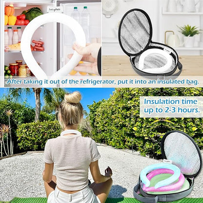 Neck CoolingTube with Insulated Bag, Reusable Ice Coolers Wearable Body CoolingProducts, Neck Coolers for HotWeather (White*2)
