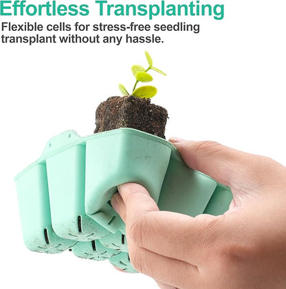 Silicone Seed Starter Tray - 16-Pack Seedling Starter Trays with Flexible Pop-Out Cells for Seed Starting, Indoor Gardening Reusable Plant Germination Trays, BPA-Free & Dishwasher Safe