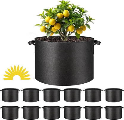 Simple Deluxe Grow Bags 15 Gallon 12 Pack Planter Pots with Handles, Thickened Nonwoven Fabric Aeration Cloth Bag, Heavy Duty Gardening for Tomoato, Potato, Vegetable and Flowers, Black with 12 labels
