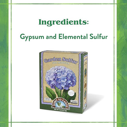 Down To Earth All Natural Fertilizers Organic Garden Sulfur Acidifier - Soil Amendment Lowers Soil pH for Hydrangeas, Berries, Evergreens, 5 lb
