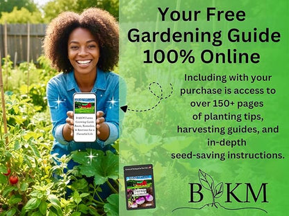 40 Vegetable & Fruit Seeds for Planting Your Outdoor & Indoor Home Garden. 25,000 Seeds, 40 Plant Markers, Growing Guide, & Survival Package. Heirloom Non-GMO Veggies by B&KM Farms (1, Large)