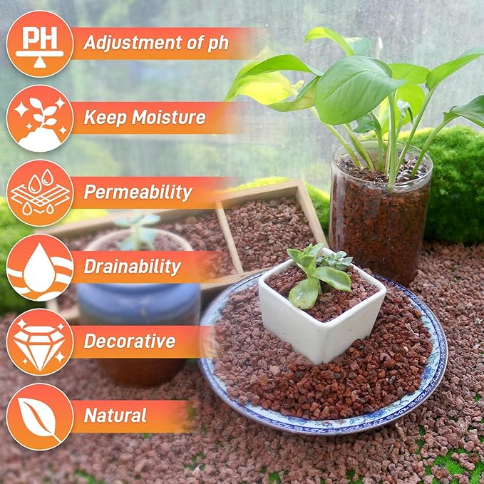 45Lb Horticultural Lava Rock - Succulent Soil Amendment, Decorative Cactus Soil Potting Mix, Volcanic Rock for Aquarium, Fairy Gardening Top Dressing, Plant Drainage