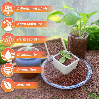 45Lb Horticultural Lava Rock - Succulent Soil Amendment, Decorative Cactus Soil Potting Mix, Volcanic Rock for Aquarium, Fairy Gardening Top Dressing, Plant Drainage