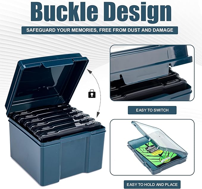 Dark Green Seed Storage Box With 6 inner 5×7 inch small boxes, Portable tool storage box for fishing,Seed Packet Storing Organizer,Photo Storage Box