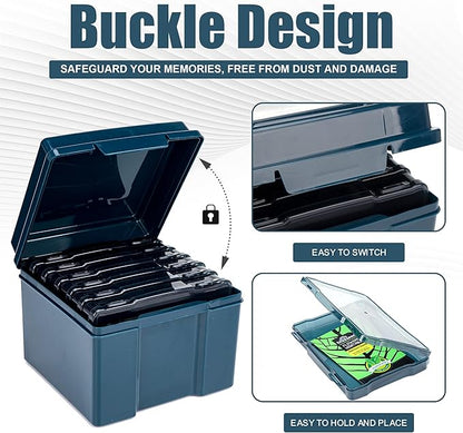 Dark Green Seed Storage Box With 6 inner 5×7 inch small boxes, Portable tool storage box for fishing,Seed Packet Storing Organizer,Photo Storage Box