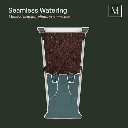 Mayne Nantucket 32-Inch Tall Planter – Self-Watering, Weather-Resistant Planter for Flowers – Durable Outdoor Design for Patio, Porch, or Entryway