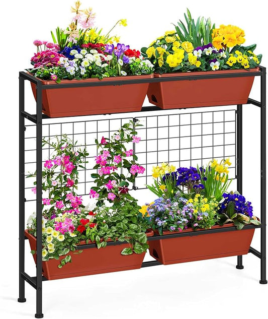Raised Garden Beds with Legs, Elevated Planter Box Outdoor for Vegetables, Flowers, Herbs, Indoor Standing Garden Bed with Drainage Holes for Backyard Patio Gardening, Red