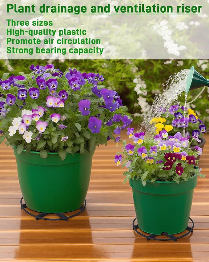 21 Pack Plastic Plant Saucer Stand, 5 7 8 Inch Flower Pot Feet Drainage Risers Elevator, Plant Pot Risers for Indoor Outdoor Use ,Improve Drainage, Ventilation & Stability