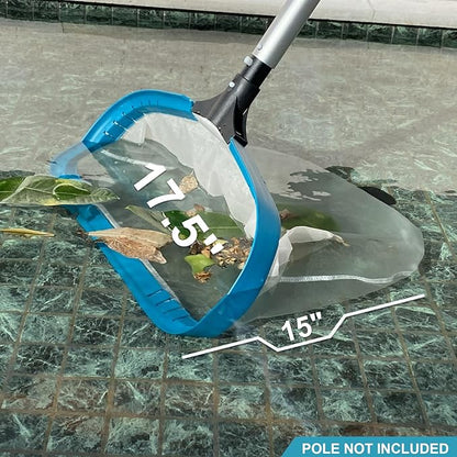 17.5" Heavy Duty Ultra Fine Mesh Pool Pollen & Sand Skimmer Rake, Aluminum Frame Deep Nylon Net, Pool Net for Above Ground & In-ground Swimming Pools (No Pole)