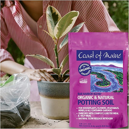 Coast of Maine Bar Harbor Blend, 8qt (Pack of 8) Organic and Natural Potting Soil for Houseplants, Flowers, Vegetables, Herbs and Containers