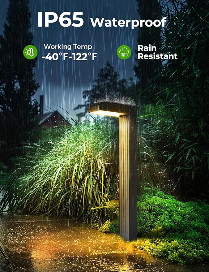 Solar Pathway Lights Outdoor 4 Pack, 3 Color in 1 Bright Landscape Lighting with Cool/Warm/Daylight White Modes, Auto On/Off, IP65 Waterproof for Yard Garden Patio Walkway Sidewalk Lawn Decor