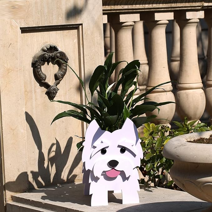 Westie Dog Planter Plant Pot, Cute Dog Flower Pot for Garden Decoration, Westie Gifts for Dog Lovers Women, Westie Shape Plant Container Holder for Outdoor Indoor Stuff Gift Small Westie