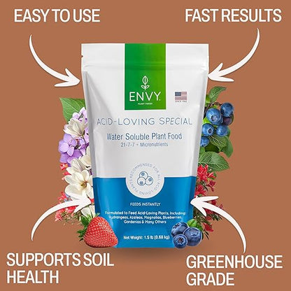 ENVY Plant Foods Acid-Loving Special | Water Soluble Fertilizer | Hydrangea, Azalea, & Berry Plant Food (3lb x3)