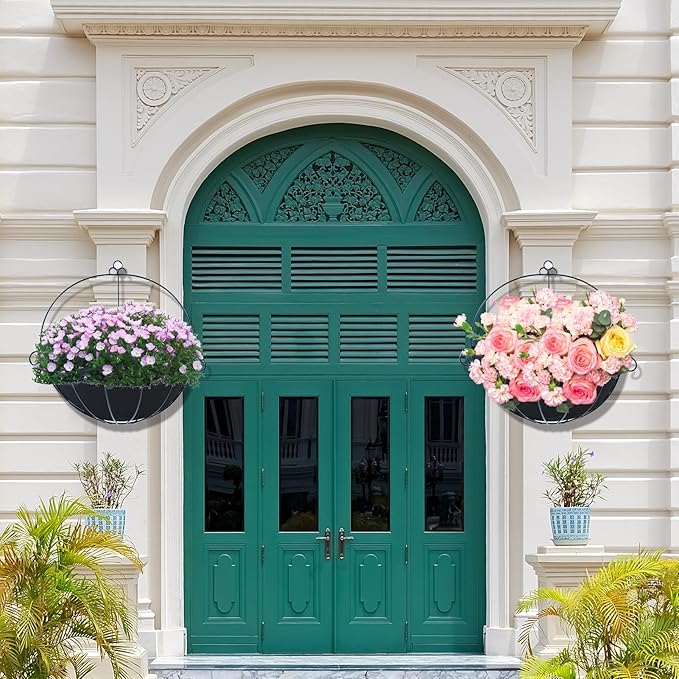 3PCS 14 Inch Half Round Planter Liners Fabric Plant Liners Half Circle Flower Basket Liners Replacement Felt Liner Coconut Liners Alternative for Wall Hanging Basket Planter