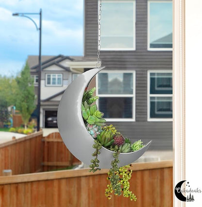 Hanging Moon Planter for Moon Room Decor - Great for Succulents, Air Plant, Mini Cactus, Faux, Artificial Plants-Boho Hanging Planters for Indoor Plants, Witchy Gifts for Women, Birthdays,Plant Lovers