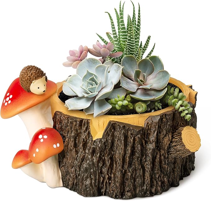 Hedgehog Succulent Pots with Drainage Hole，Plant Pots for Indoor Plants/Cactus/Succulent,Indoor Planter Gift for Plant Lover, Decorative Novelty Planter