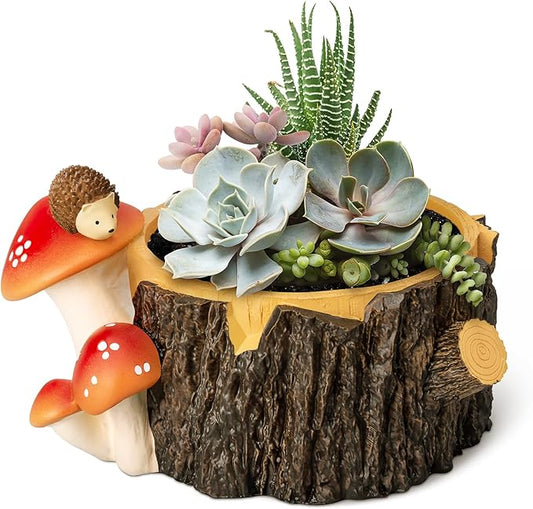 Hedgehog Succulent Pots with Drainage Hole，Plant Pots for Indoor Plants/Cactus/Succulent,Indoor Planter Gift for Plant Lover, Decorative Novelty Planter