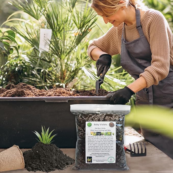 Aloe Vera Plant Potting Soil Mix Peat Moss & Perlite (½ Gallon / 2 quarts).
