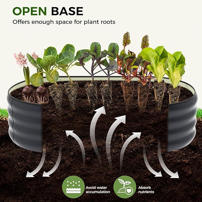Galvanized Raised Garden Bed, 2 Pcs 4x2x1ft Oval Metal Planter Box Outdoor for Planting Vegetables Fruits Flowers, Grey