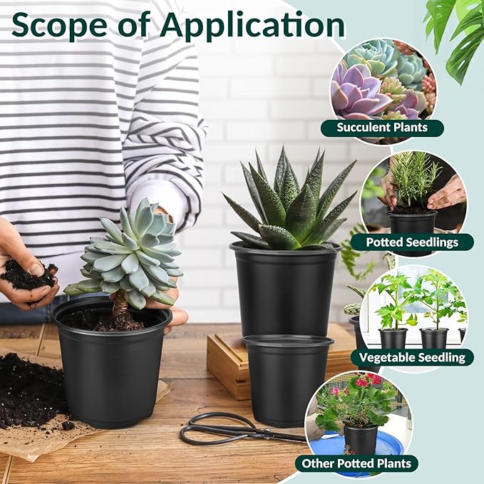 120 Pcs Small Plastic Palnt Pot, 4 5 6 Inch Nursery Pots with Drainage, Seedlings Starter Pots for Plants, Great for Herbs, Cuttings, and Starter Plants (120 pcs,456 inch)