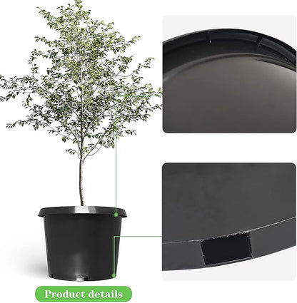 5 Pack Planter Nursery Pots 25 Gallon Pot for Plants, Plastic Planter Pots, Round Black Grower Pot with Drainage Hole for Nursery Garden