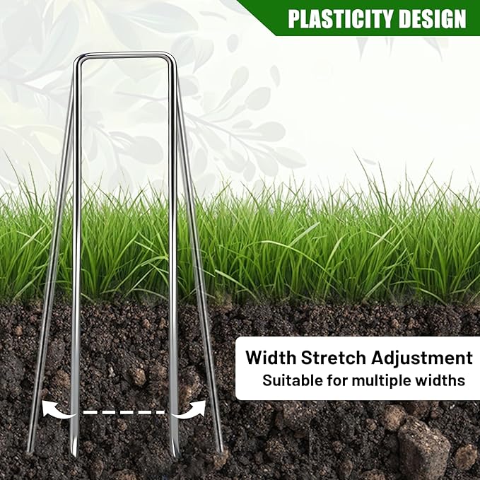 52 Pack 6in Landscape Staples Galvanized Garden Stakes Plant Stakes for Garden,Yard,Field,Plastic Sheeting,Cages