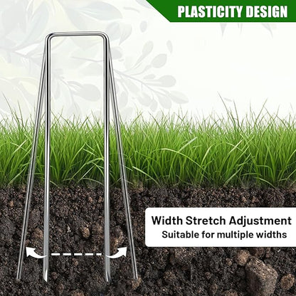 52 Pack 6in Landscape Staples Galvanized Garden Stakes Plant Stakes for Garden,Yard,Field,Plastic Sheeting,Cages