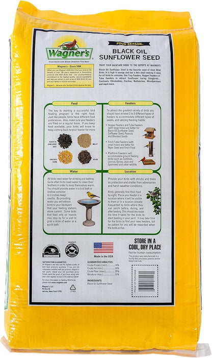 Wagner's 76027 Black Oil Sunflower Wild Bird Food, 25-Pound Bag