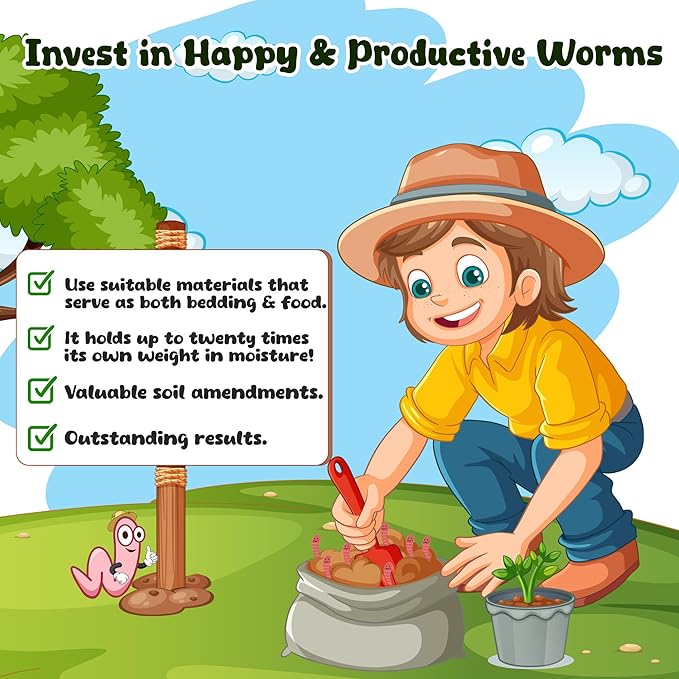 5lb Worm Bedding for Nightcrawlers and Red Wigglers (Worms Not Included) - Vermicompost Bin Worm Bedding for Earthworm Castings - Earthworm Food for Organic Potting Soil Gardening Mix