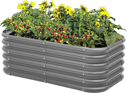 Galvanized Raised Garden Bed, Outdoor Planter Bed, Metal Planter Box for Gardening and Planting,4x2x1.5ft, Dark Grey