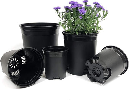 10 Pack Plastic Black Plant Pots Nursery Gardening Planters 4 in to 7.5 Inch Small Medium Plants 0.25 0.35 0.5 1 1.5 Gallon for Indoor and Outdoor Plants