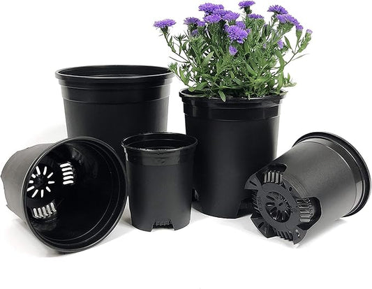10 Pack Plastic Black Plant Pots Nursery Gardening Planters 4 in to 7.5 Inch Small Medium Plants 0.25 0.35 0.5 1 1.5 Gallon for Indoor and Outdoor Plants
